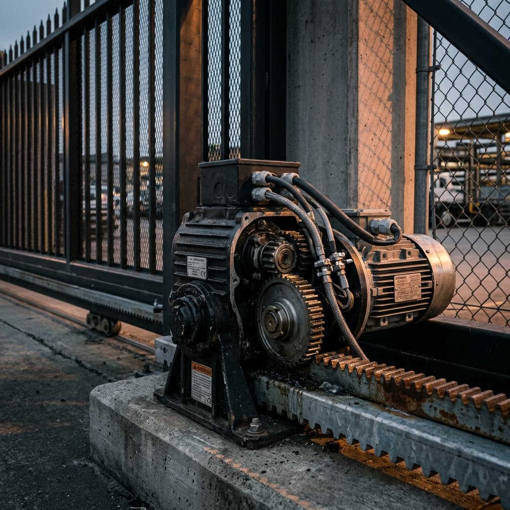Riparazione di un motore per cancello automatico da parte di un tecnico specializzato
